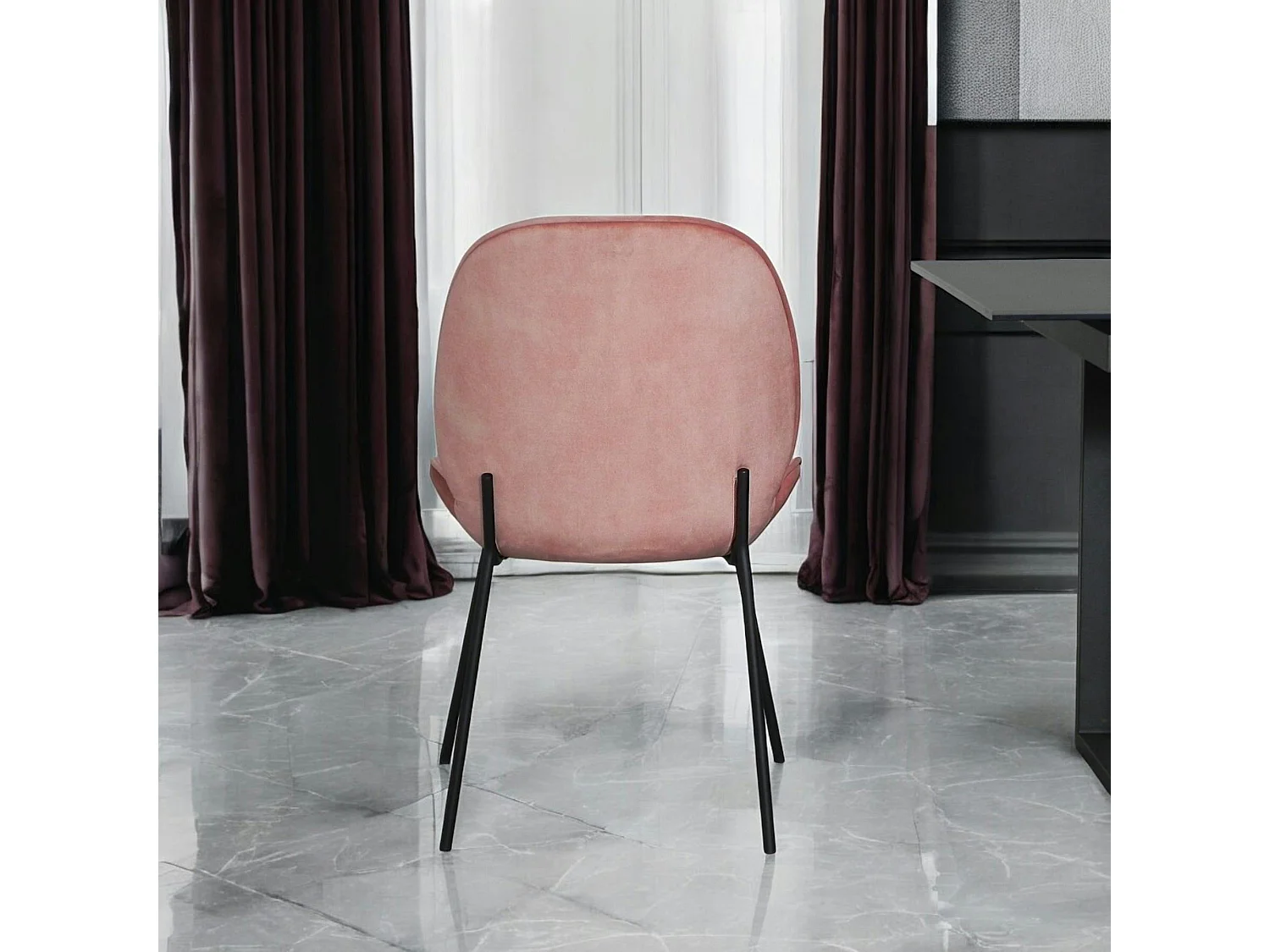 Chaise contemporaine en velours rose pâle FLORENCE (lot 2)