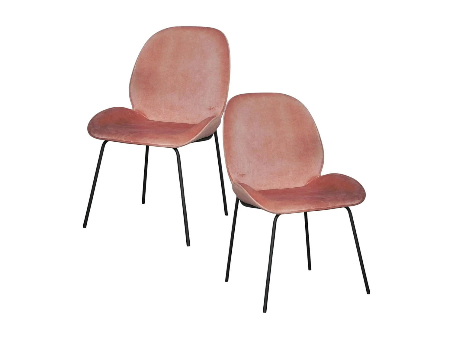 Chaise contemporaine en velours rose pâle FLORENCE (lot 2)