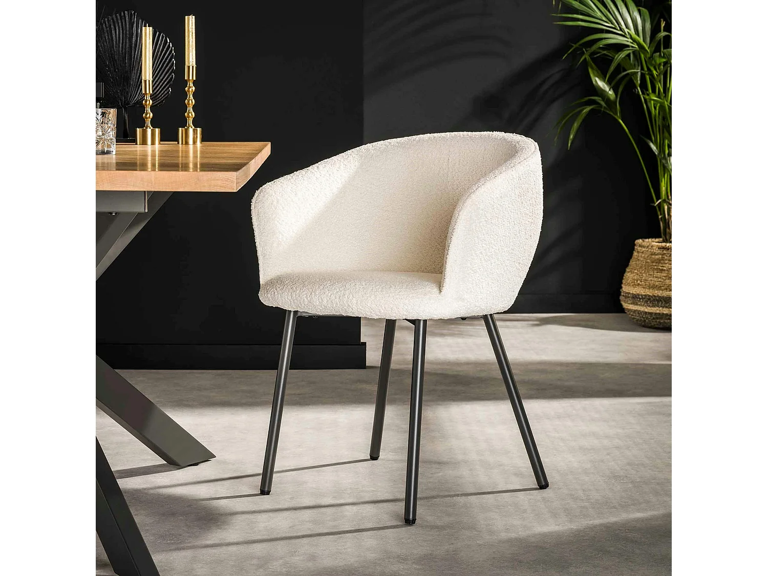 Fauteuil de table en bouclette blanche (lot de 2) GALWAY