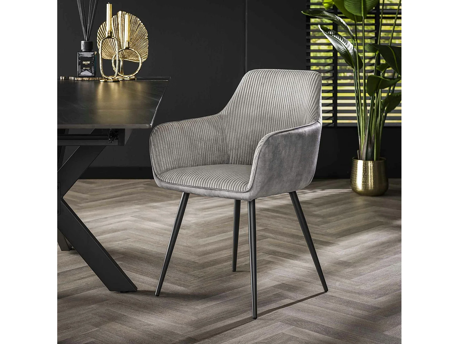 Fauteuil de table gris bi-matière (lot de 2) GALWAY