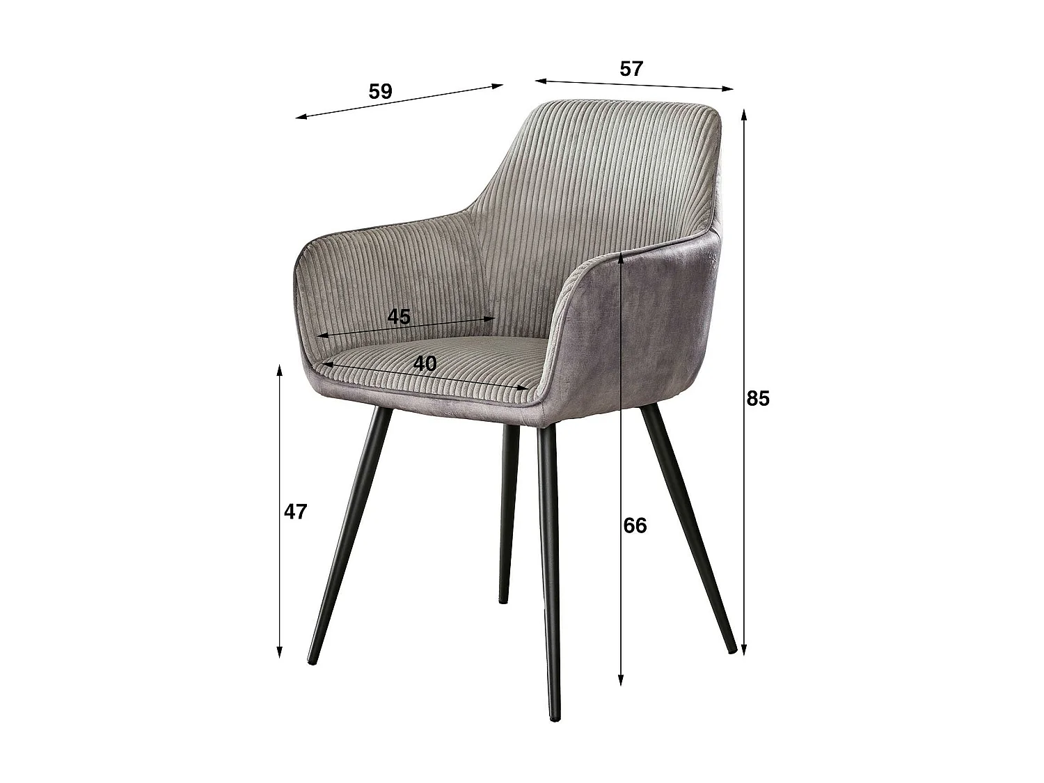 Fauteuil de table gris bi-matière (lot de 2) GALWAY