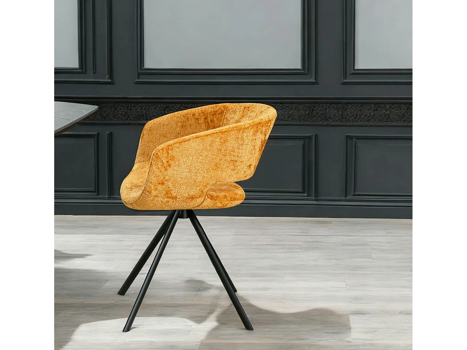 Fauteuil de table contemporain velours doré (lot de 2) FLORENCE