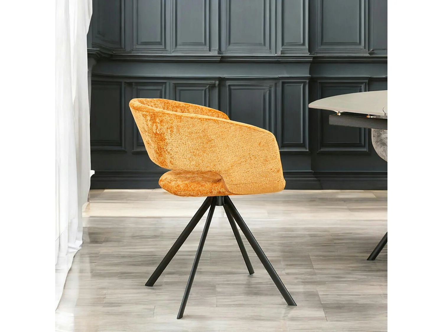 Fauteuil de table contemporain velours doré (lot de 2) FLORENCE