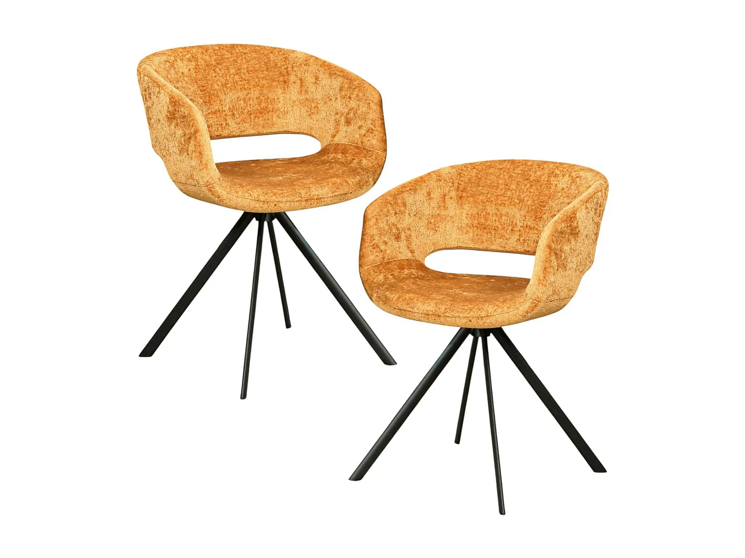 Fauteuil de table contemporain velours doré (lot de 2) FLORENCE