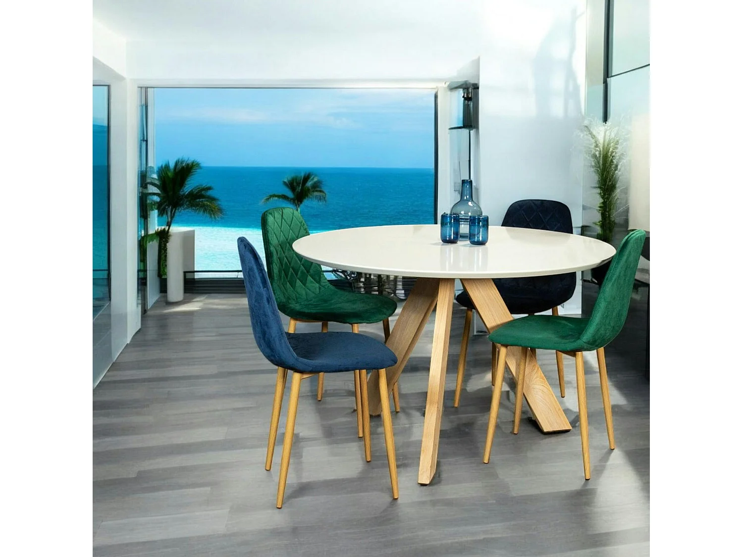 Chaise velours verte (lot de 2) HAWAI