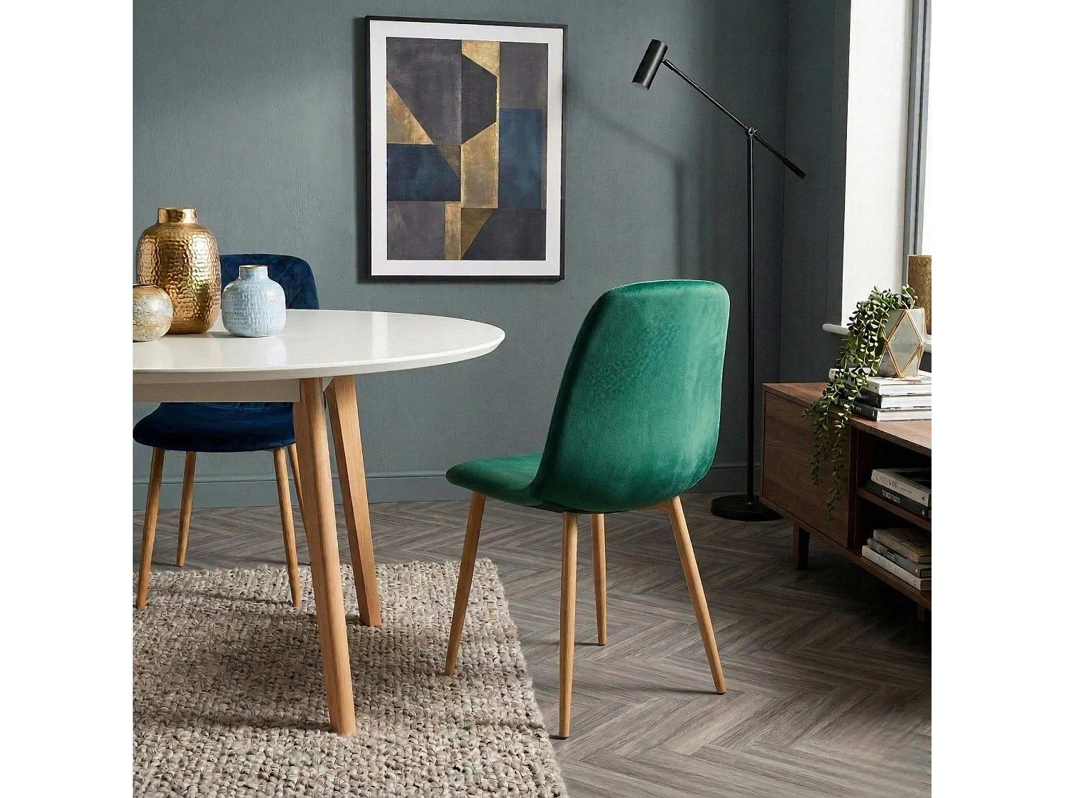 Chaise velours verte (lot de 2) HAWAI