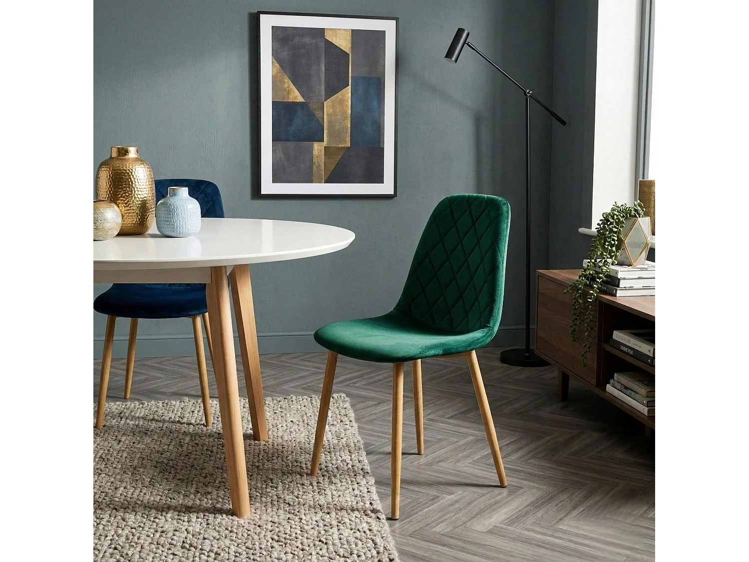 Chaise velours verte (lot de 2) HAWAI