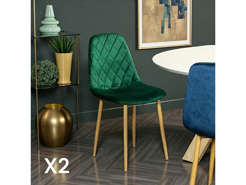 Chaise velours verte (lot de 2) HAWAI
