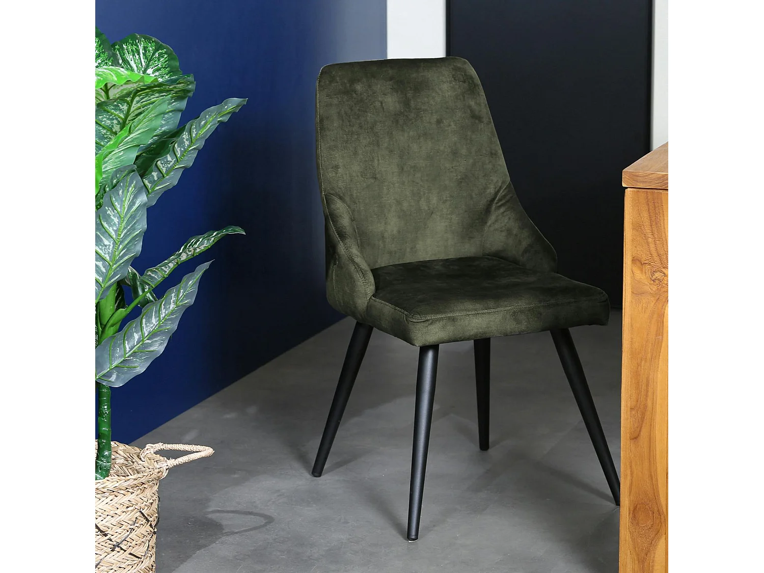 Chaise en velours vert kaki (lot de 2) MALMOE