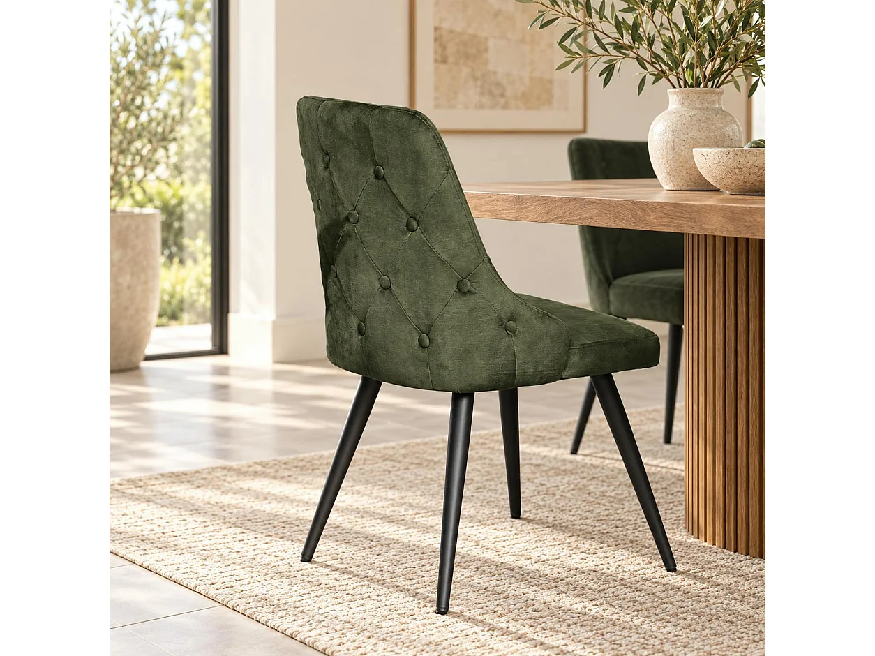 Chaise en velours vert kaki (lot de 2) MALMOE