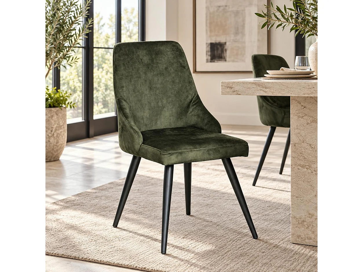 Chaise en velours vert kaki (lot de 2) MALMOE