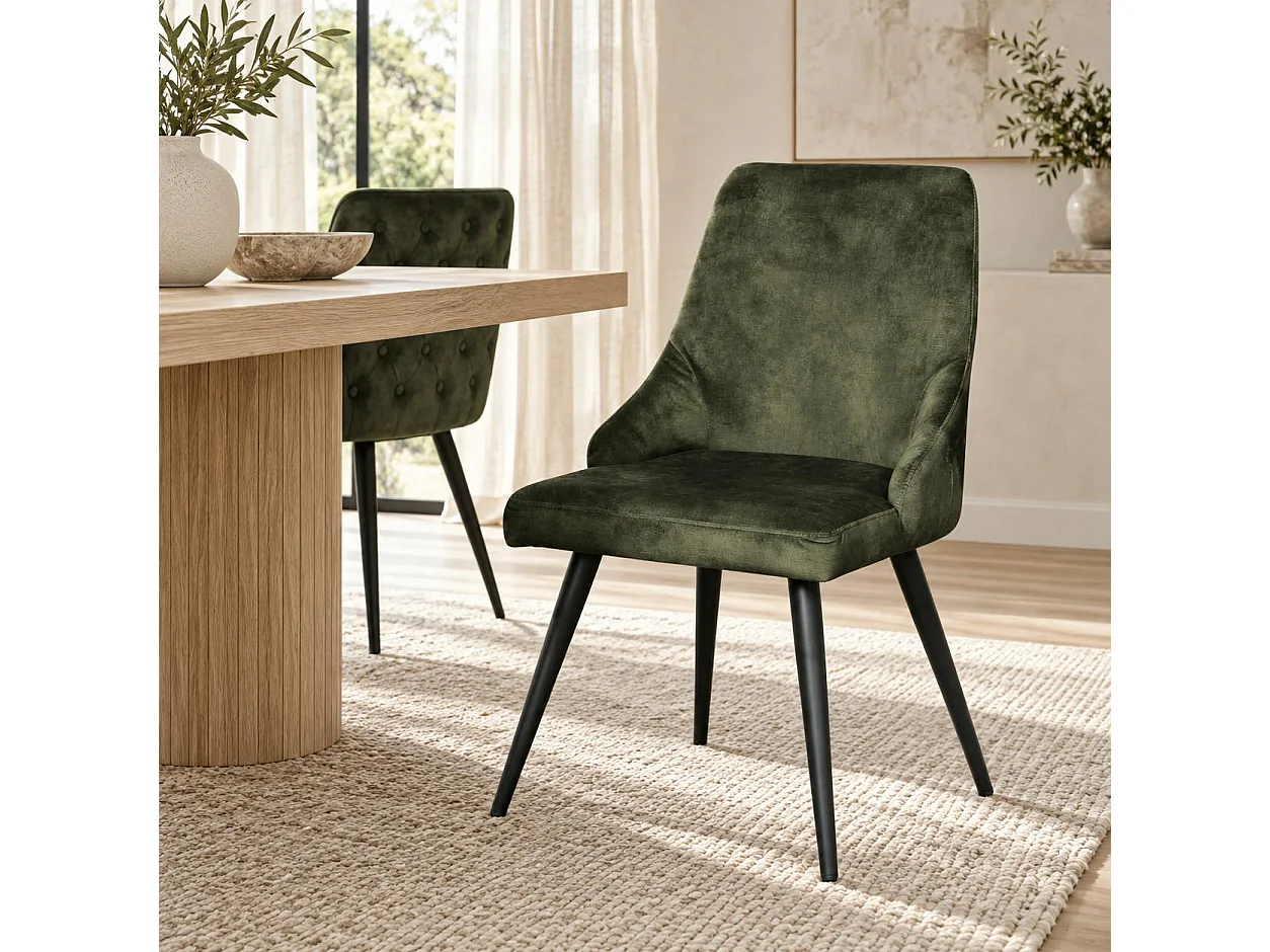 Chaise en velours vert kaki (lot de 2) MALMOE
