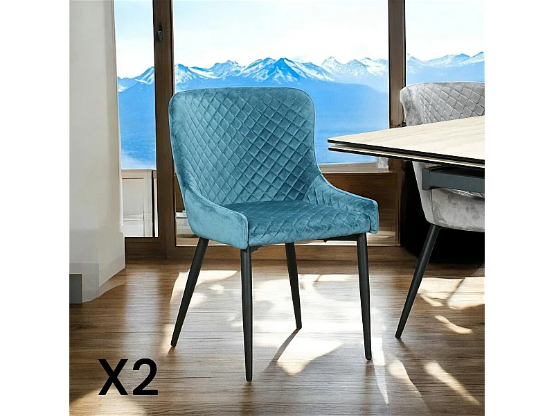 Chaise bleue en velours (lot de 2) ARLINGTON