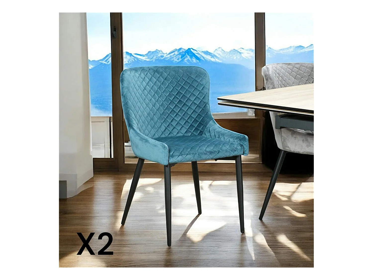 Chaise bleue en velours (lot de 2) ARLINGTON