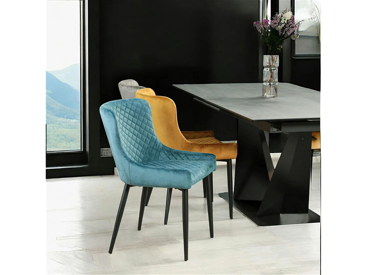 Chaise bleue en velours (lot de 2) ARLINGTON