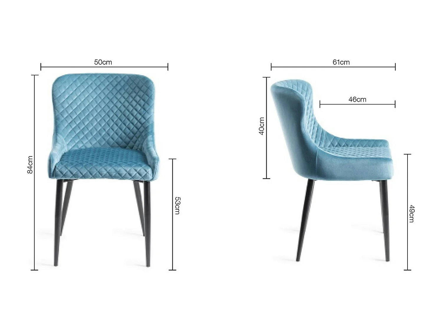 Chaise bleue en velours (lot de 2) ARLINGTON