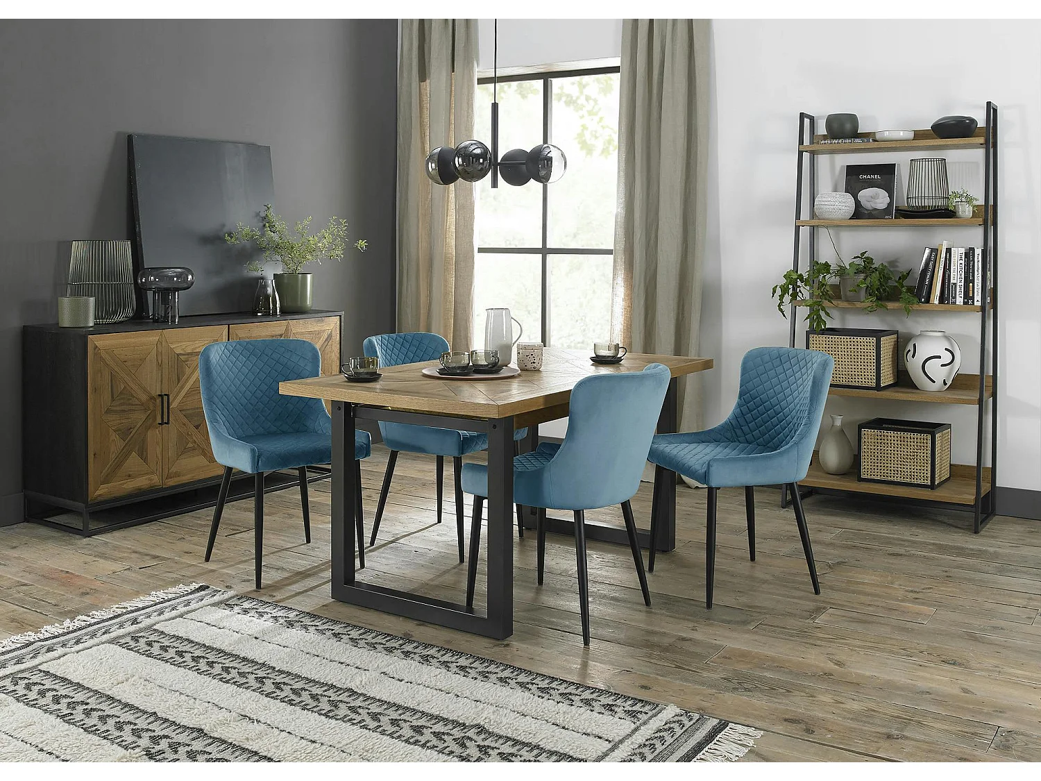 Chaise bleue en velours (lot de 2) ARLINGTON