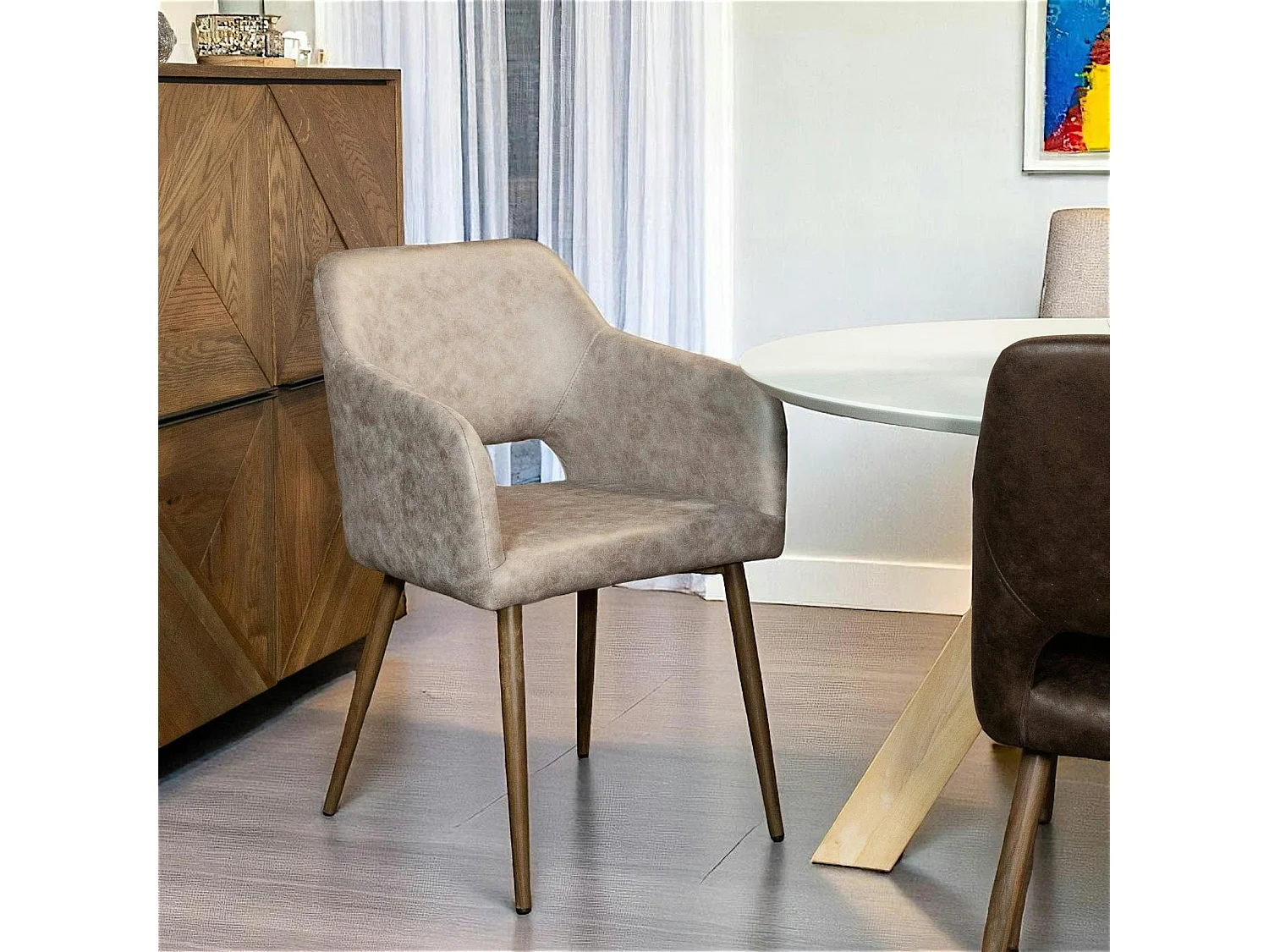 Fauteuil de table gris taupe (lot de 2)