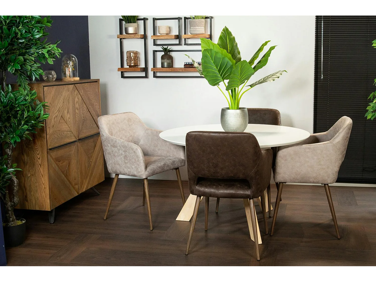 Fauteuil de table gris taupe (lot de 2)