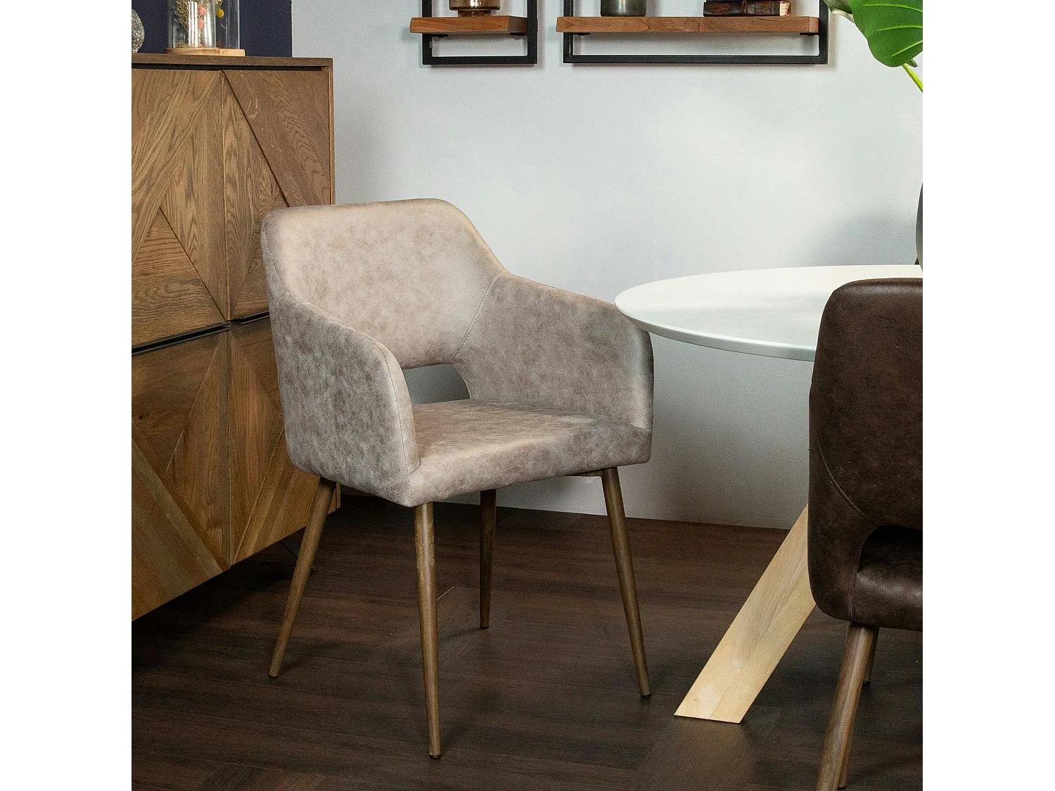 Fauteuil de table gris taupe (lot de 2)