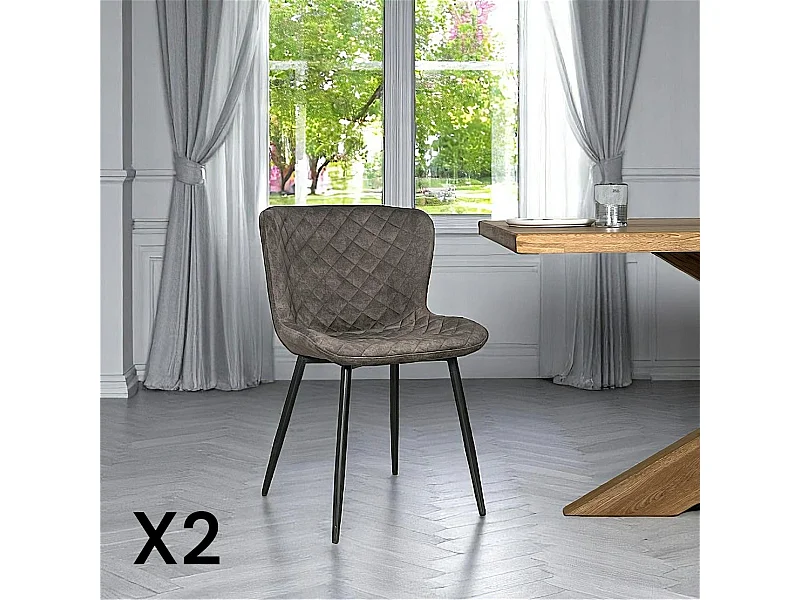 Chaise en velours piqué taupe (lot de 2) MELBOURNE