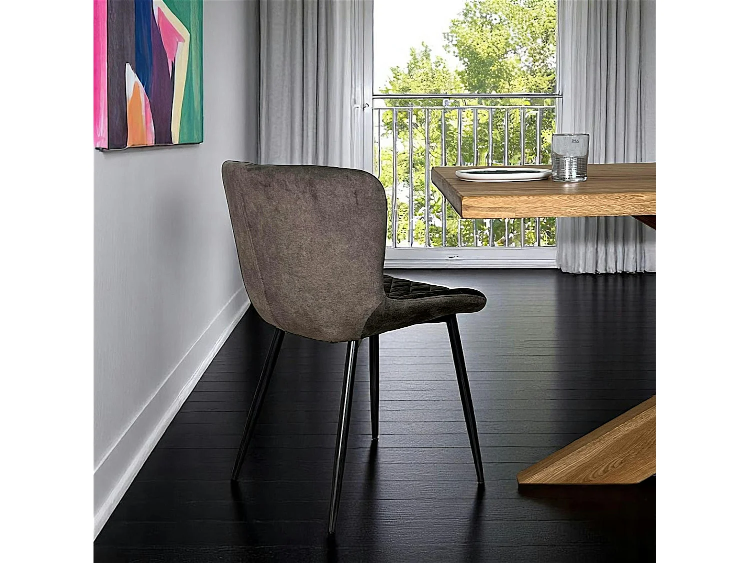 Chaise en velours piqué taupe (lot de 2) MELBOURNE