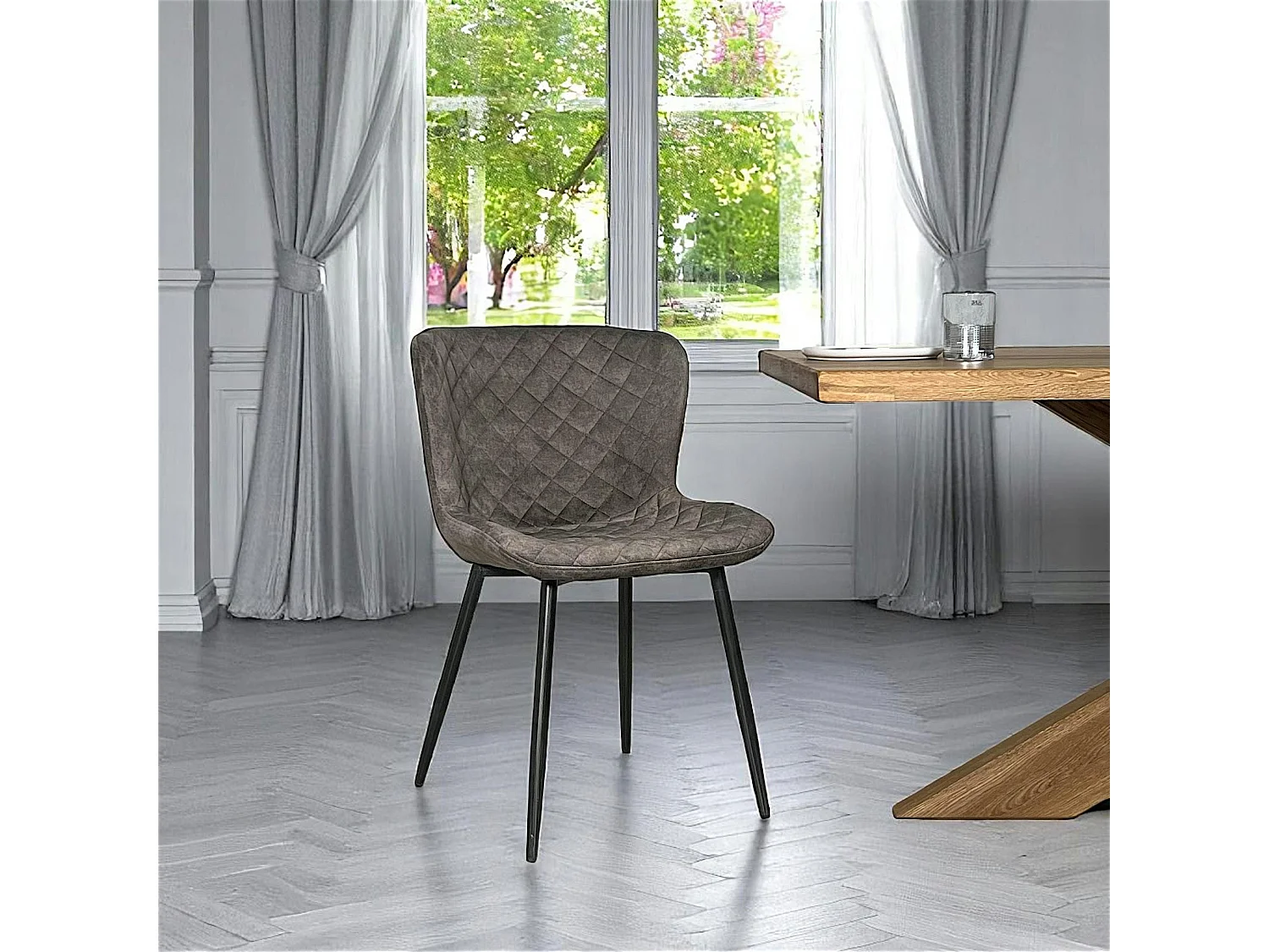 Chaise en velours piqué taupe (lot de 2) MELBOURNE