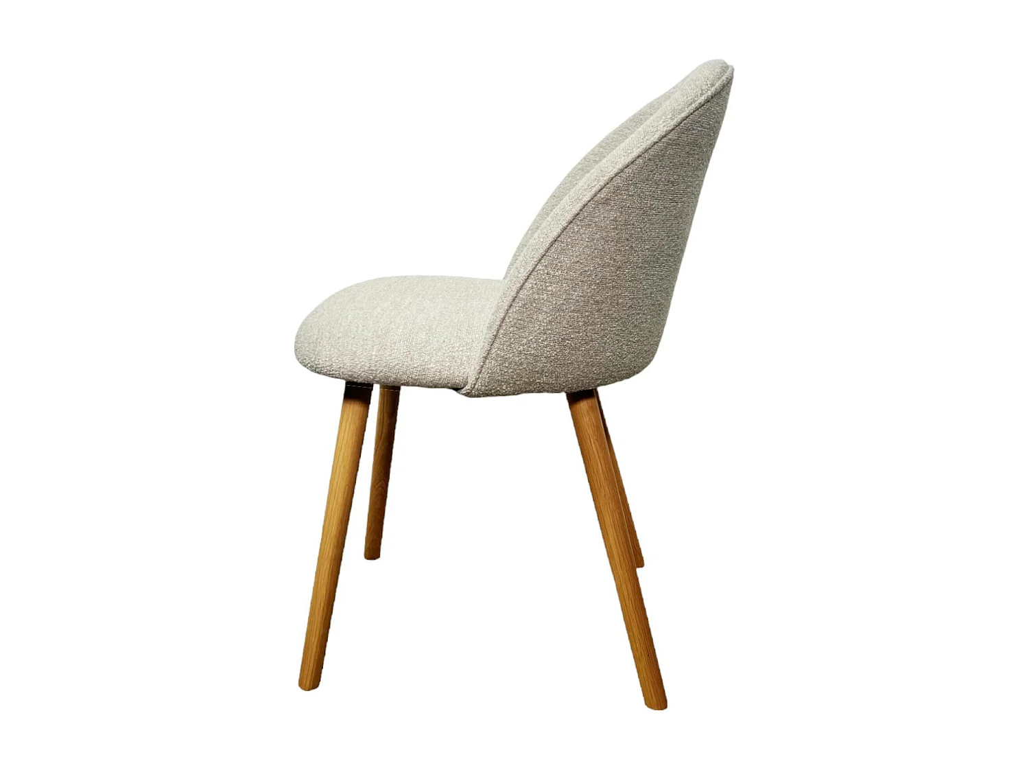 Chaise scandinave en bois et bouclette taupe (lot de 2) ETNA