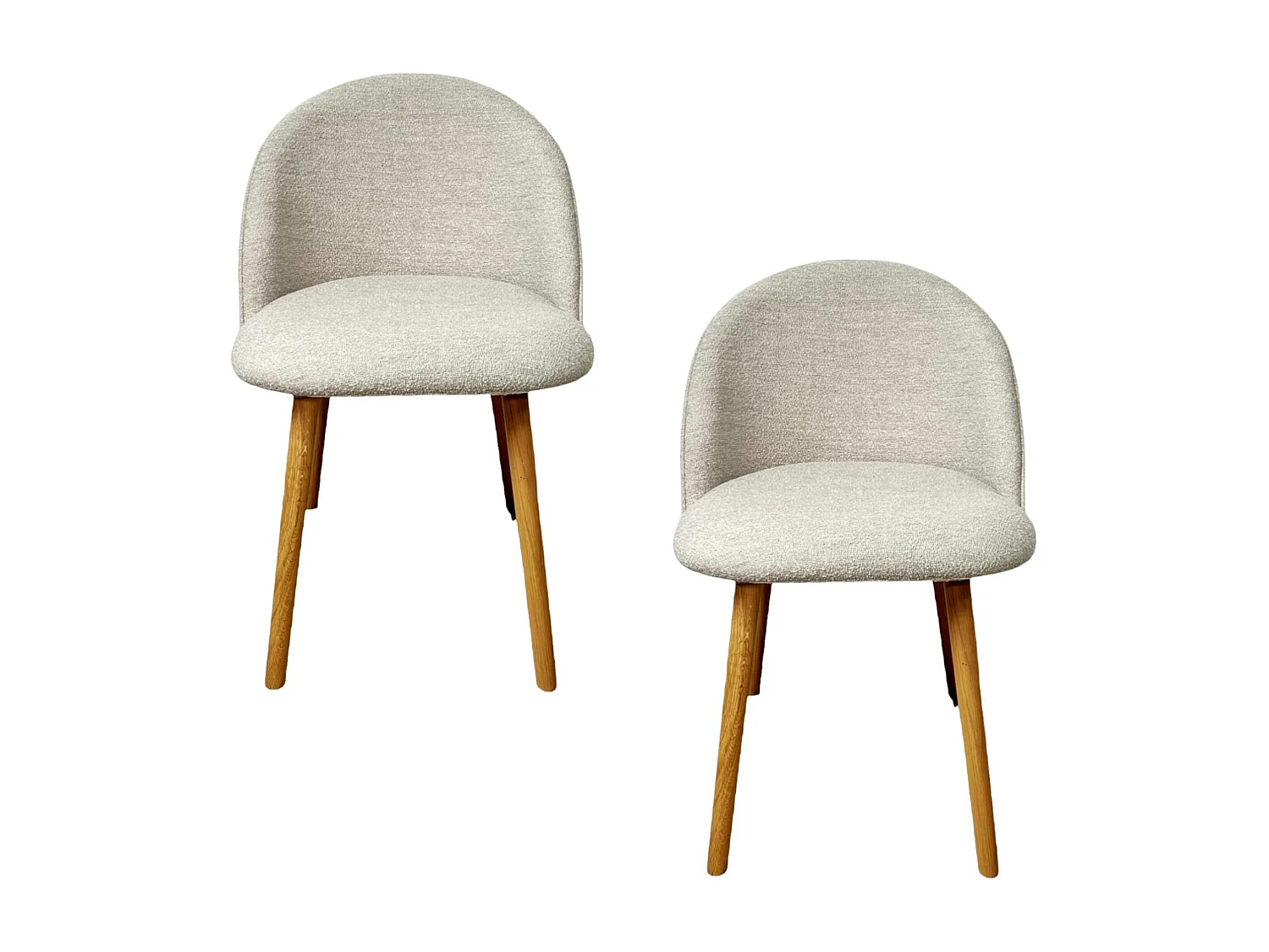 Chaise scandinave en bois et bouclette taupe (lot de 2) ETNA