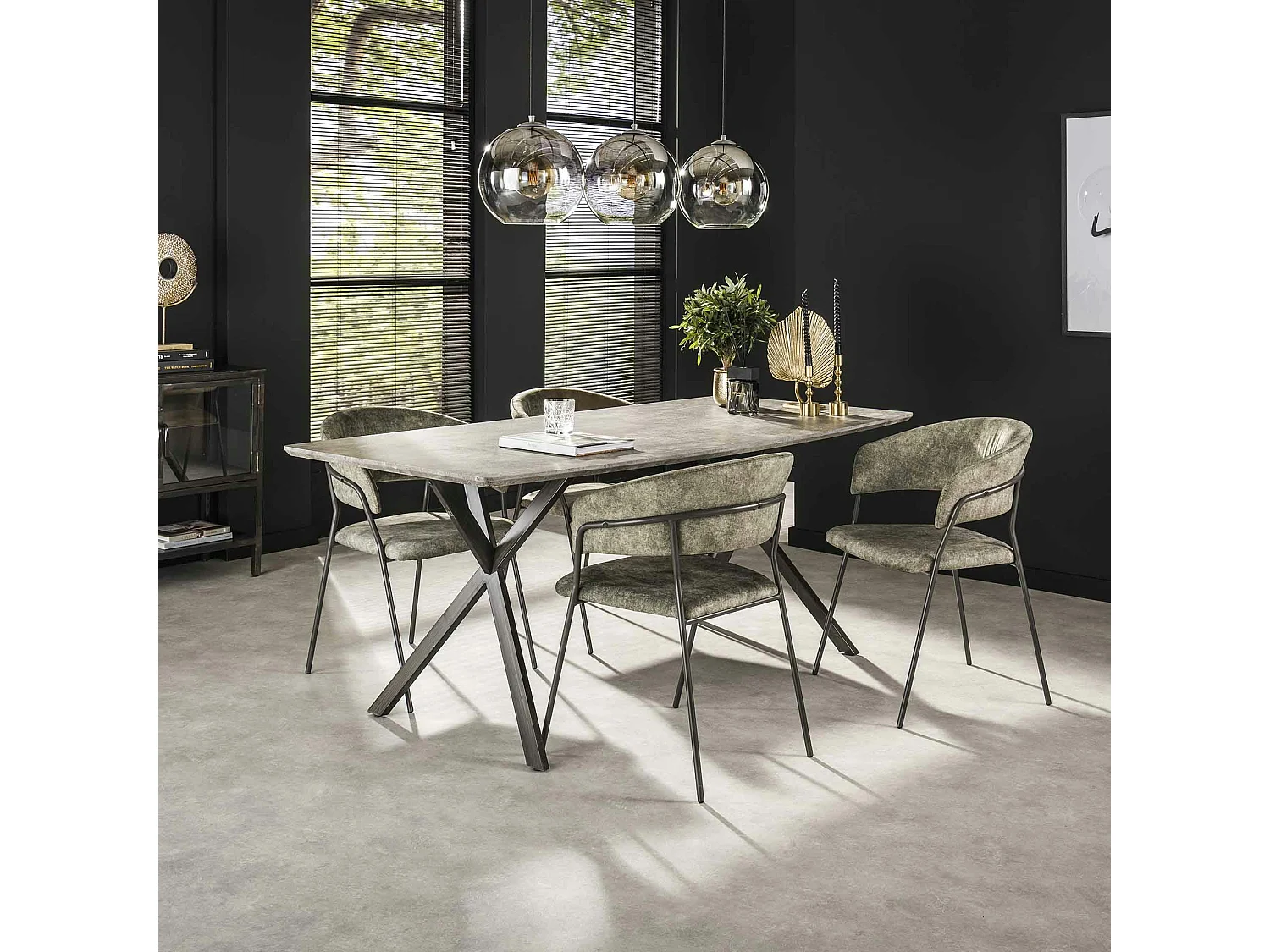 Chaise en velours vert à dossier rond (lot de 2) MELBOURNE