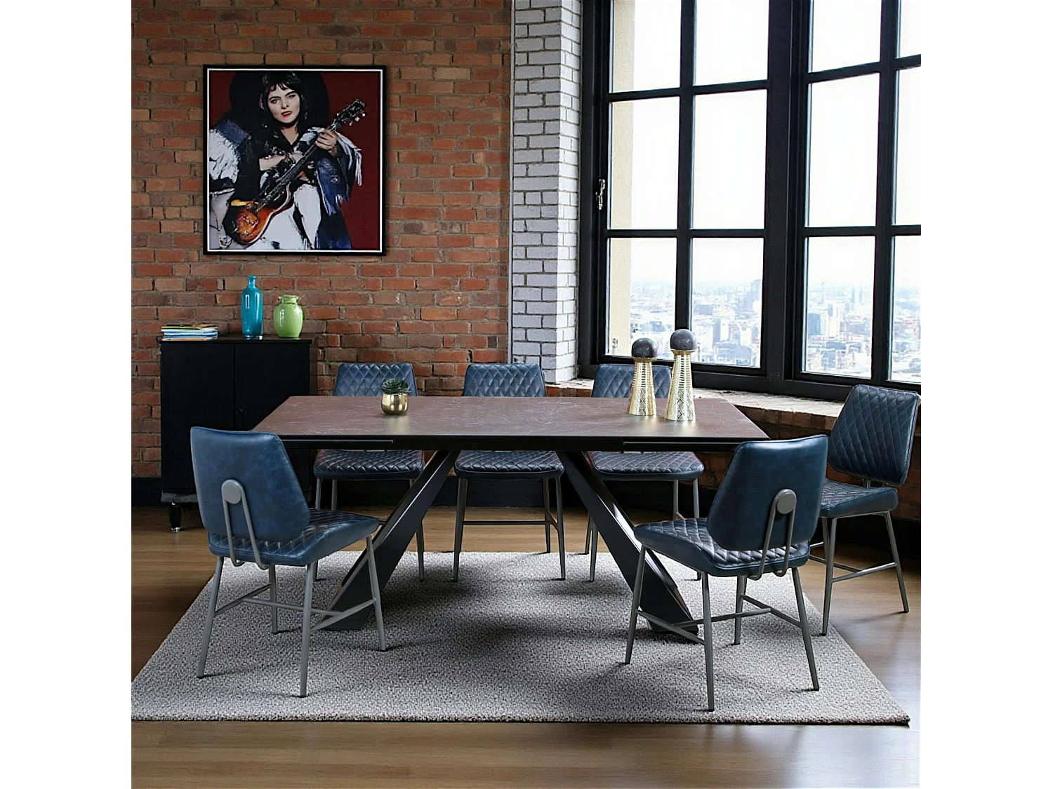 Chaise industrielle bleu foncé (lot de 2) SALERNE