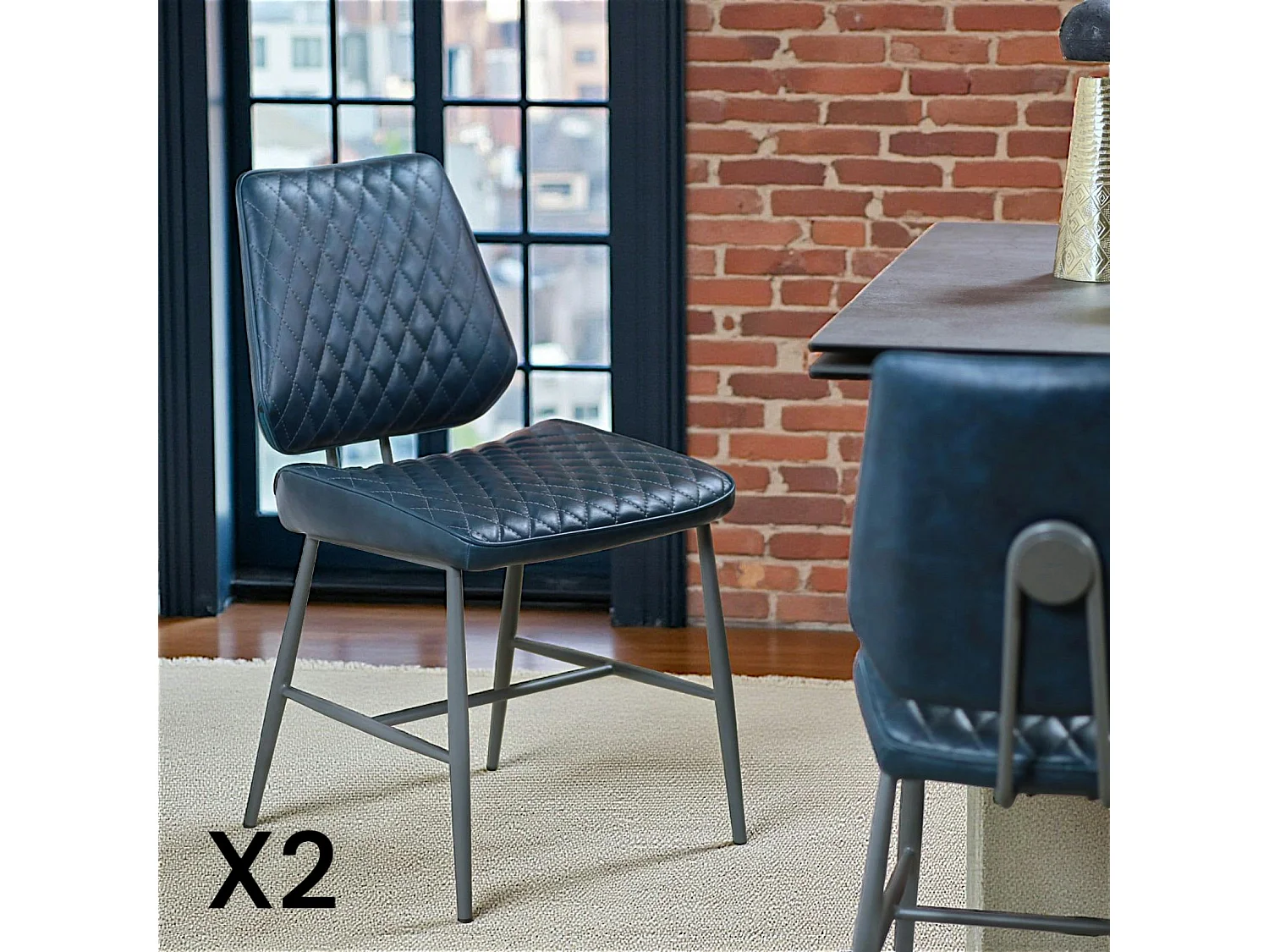 Chaise industrielle bleu foncé (lot de 2) SALERNE