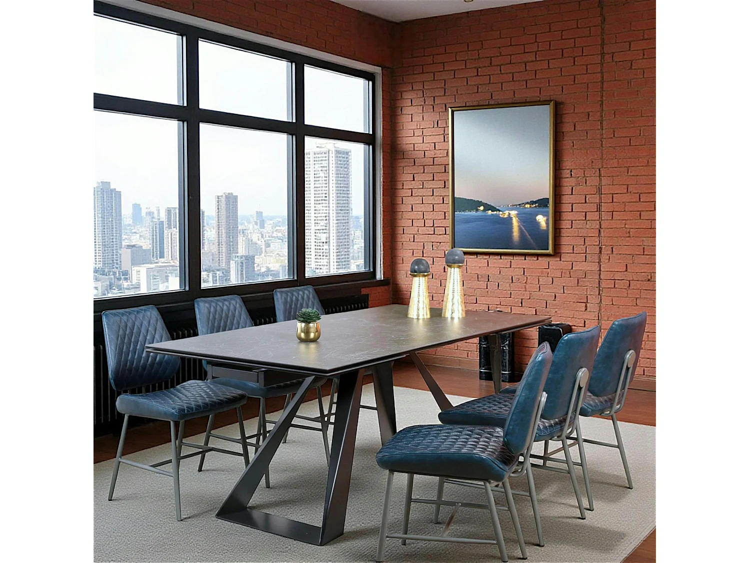 Chaise industrielle bleu foncé (lot de 2) SALERNE