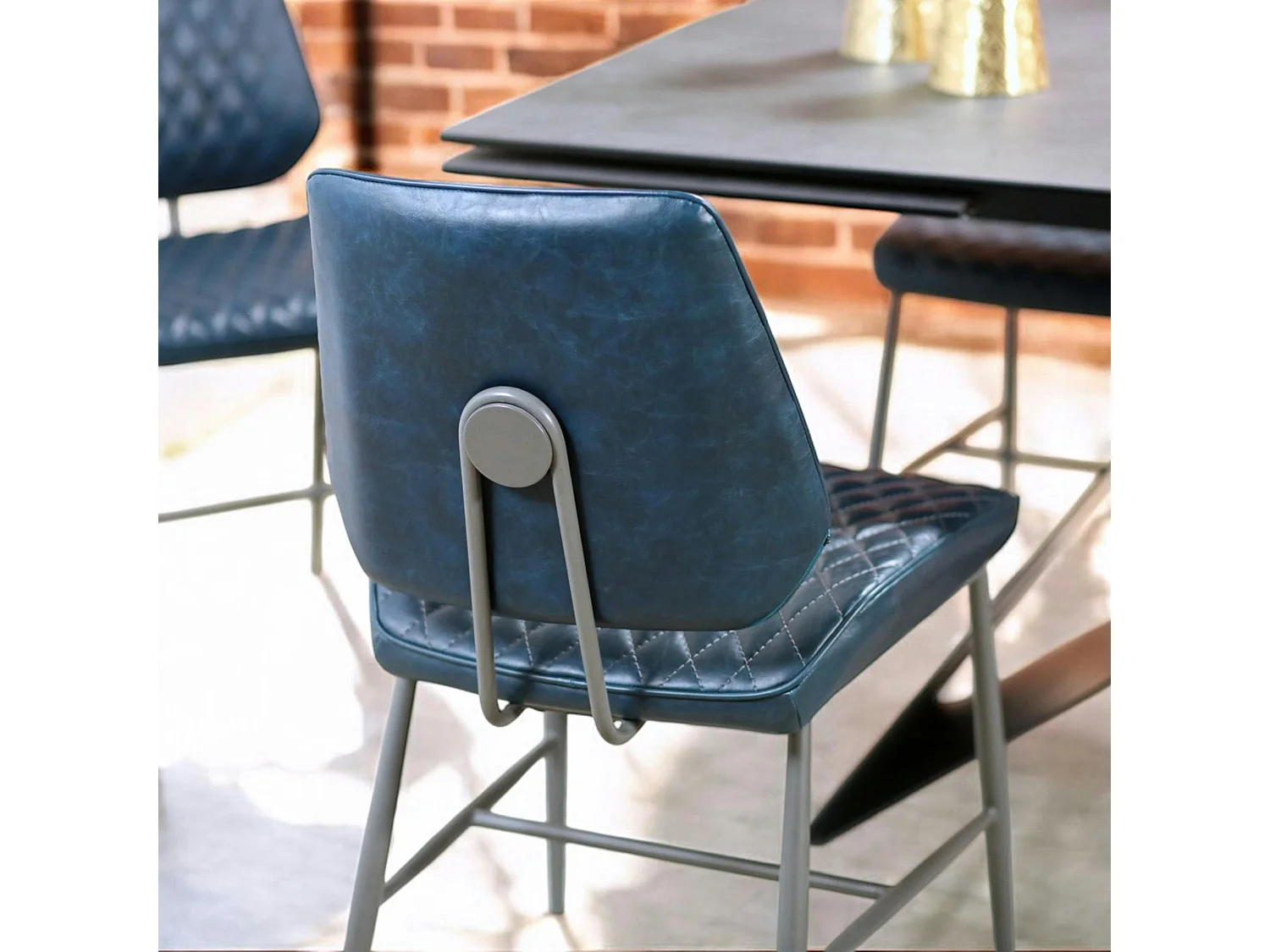 Chaise industrielle bleu foncé (lot de 2) SALERNE