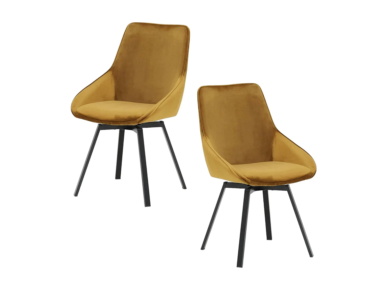 Chaise pivotante moderne en velours doré OKA (Lot de 2)