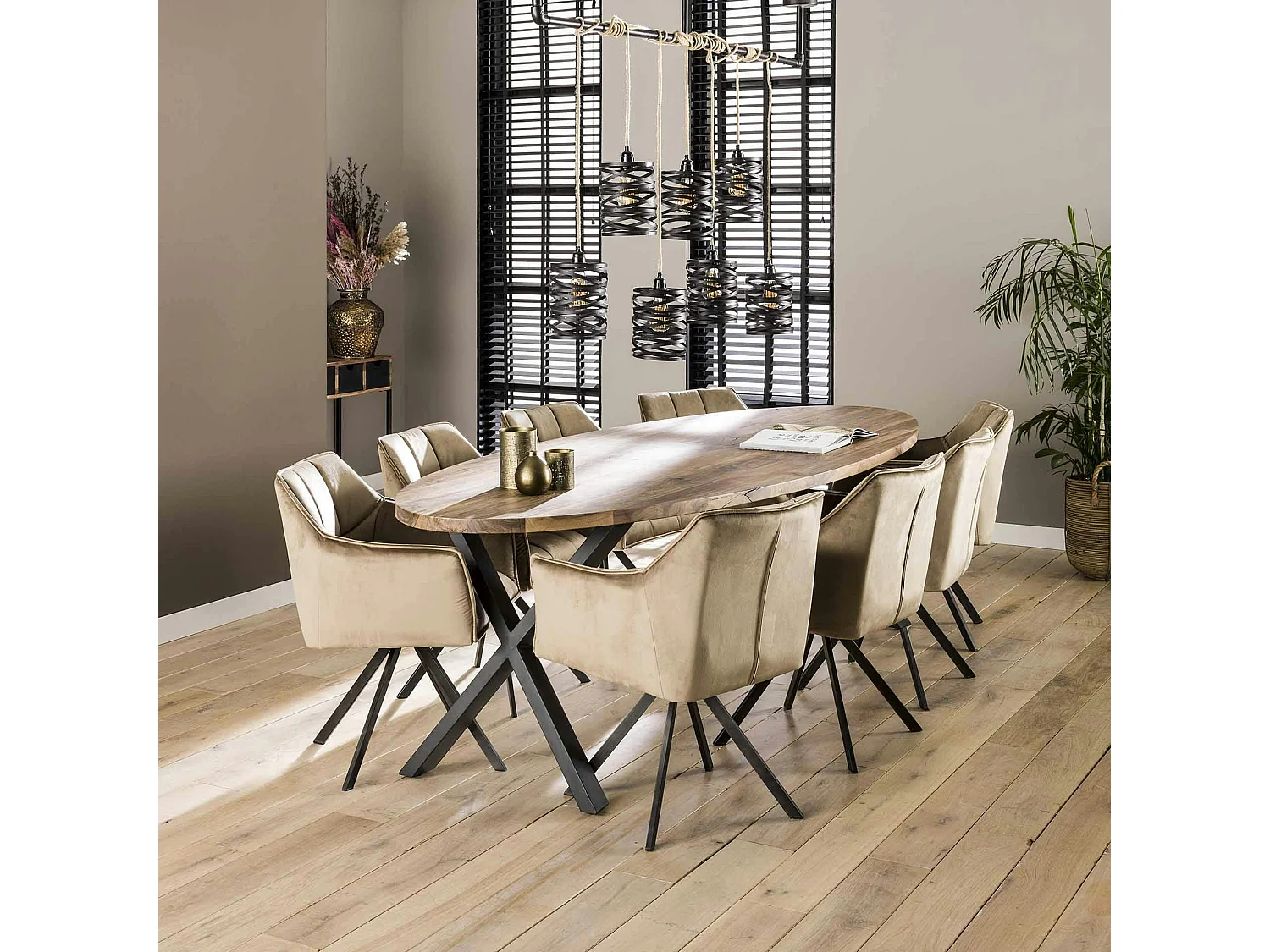 Fauteuil pivotant velours beige pied étoile MELBOURNE (lot de 2)