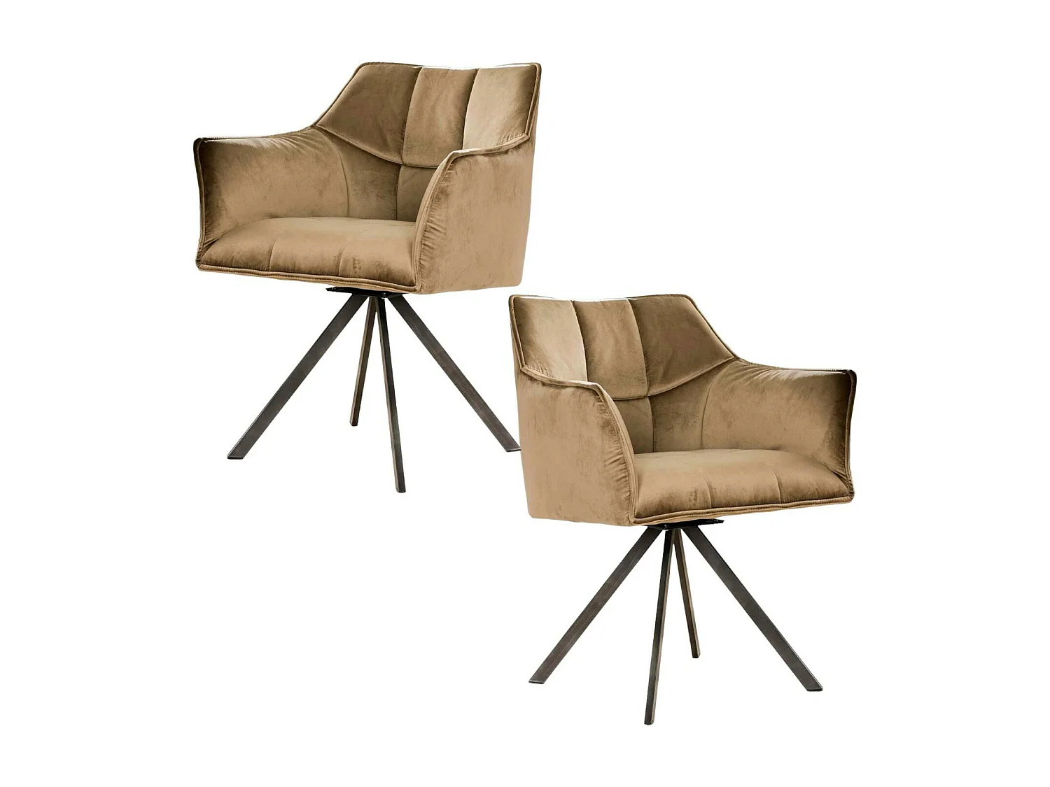 Fauteuil pivotant velours beige pied étoile MELBOURNE (lot de 2)