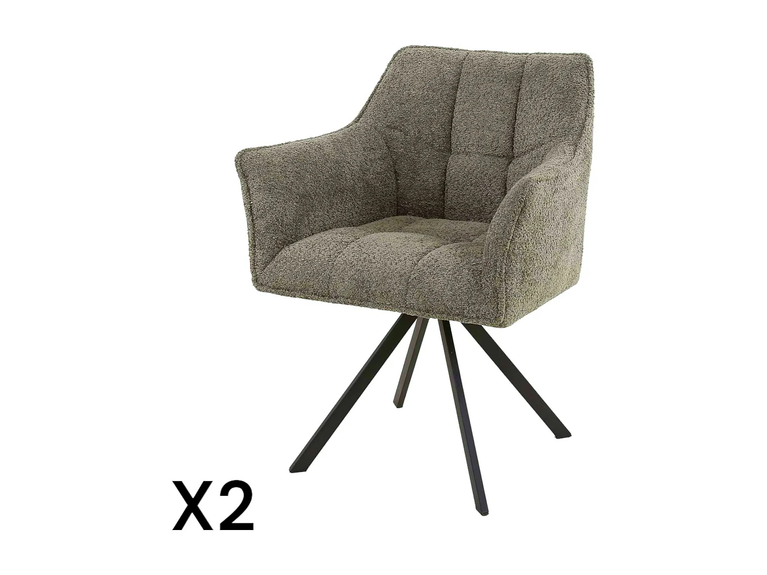 Fauteuil pivotant de table en bouclette cannelle (lot de 2) MELBOURNE