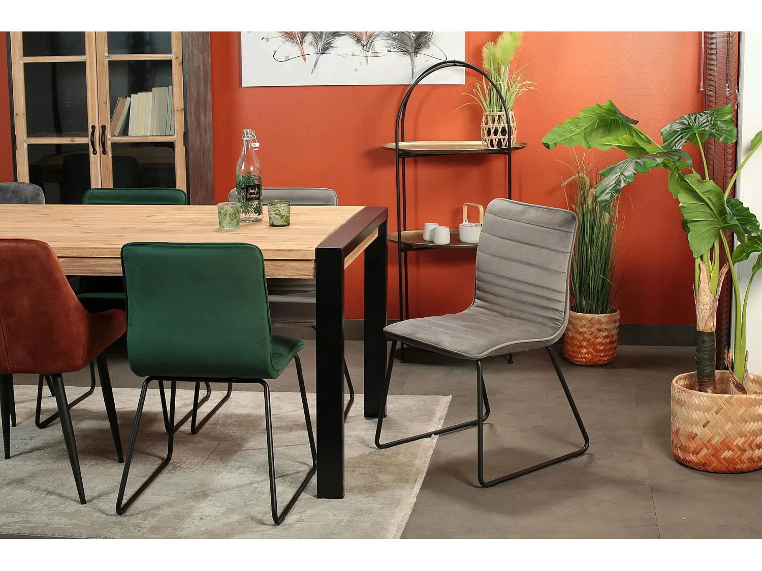 Chaise grise motif ligne (lot de 2) BURGOS