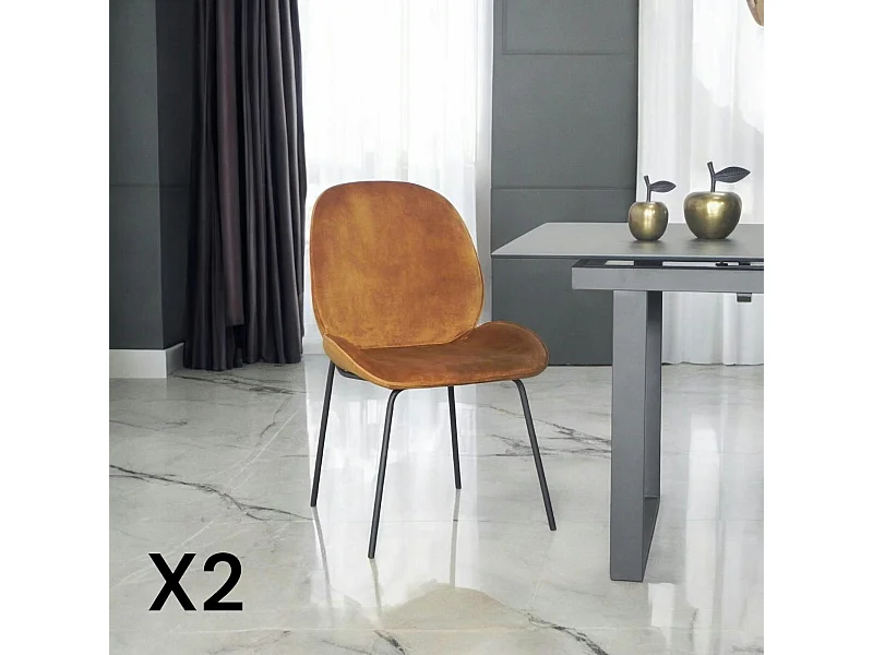 Chaise contemporaine en velours doré FLORENCE (lot 2)