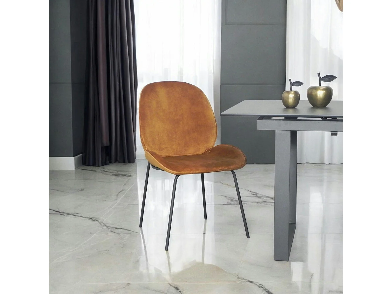 Chaise contemporaine en velours doré FLORENCE (lot 2)