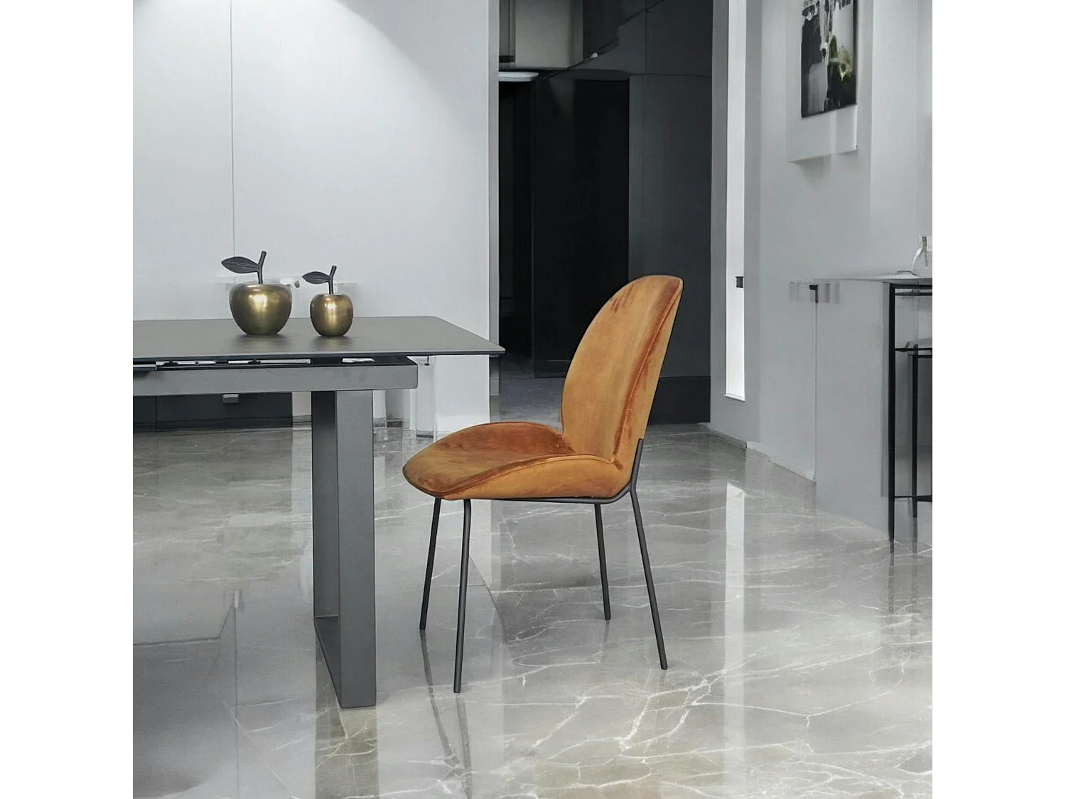 Chaise contemporaine en velours doré FLORENCE (lot 2)