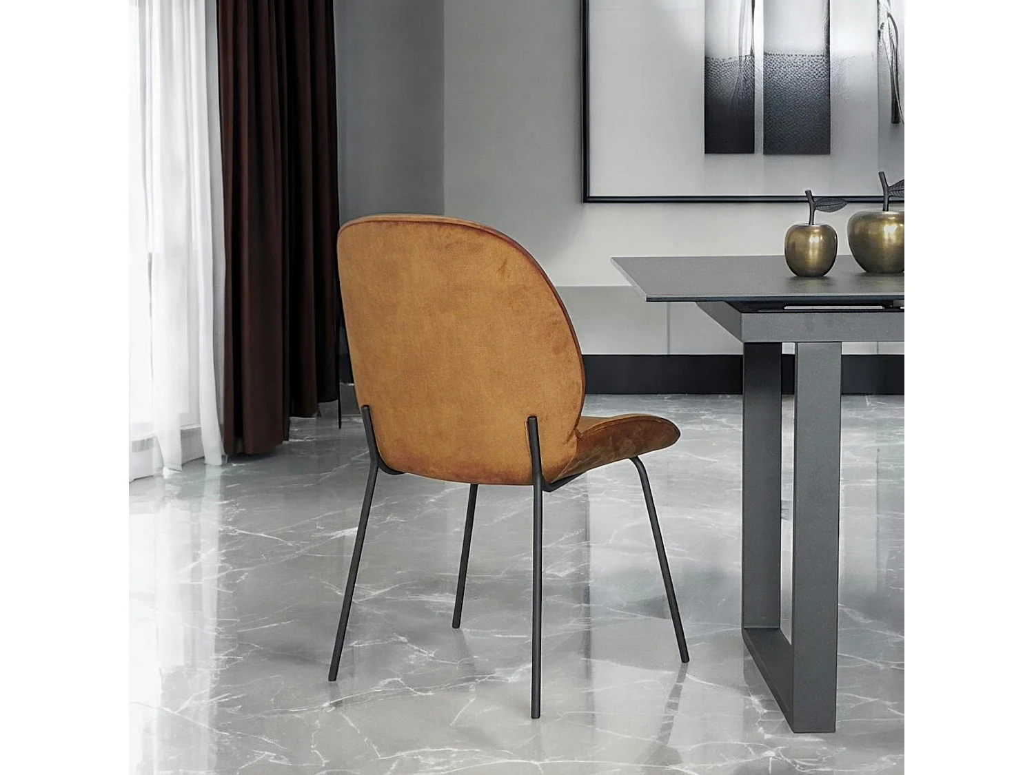 Chaise contemporaine en velours doré FLORENCE (lot 2)