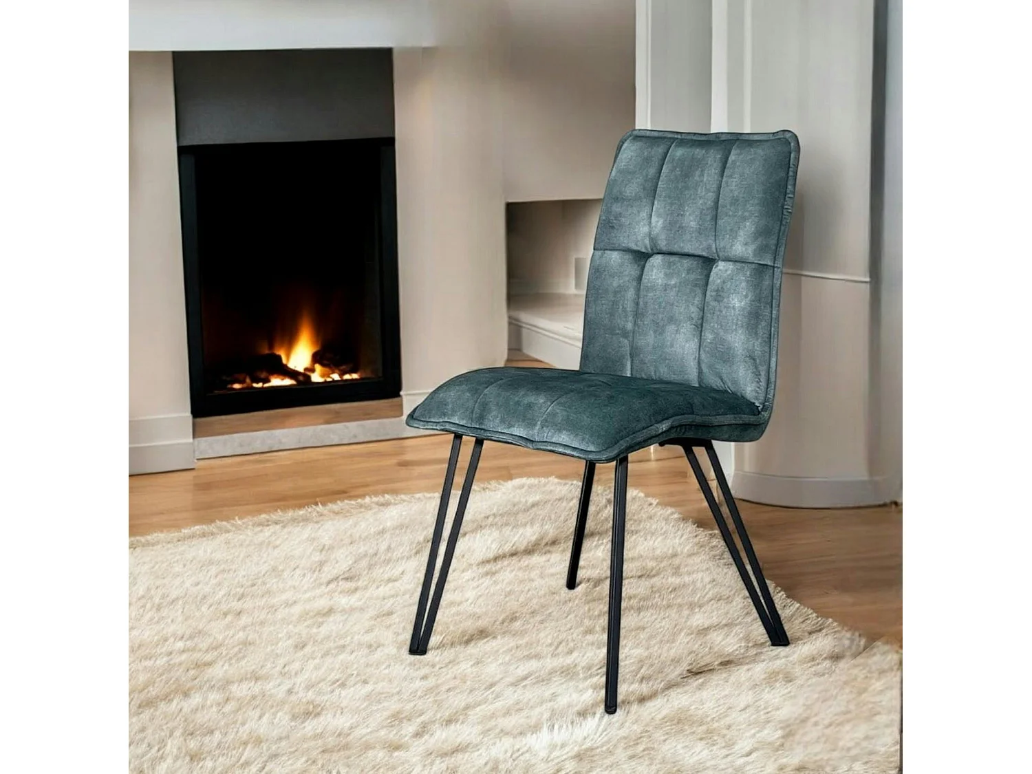 Chaise de salle à manger bleu pétrole avec pieds épingle (lot de 2) MALMOE