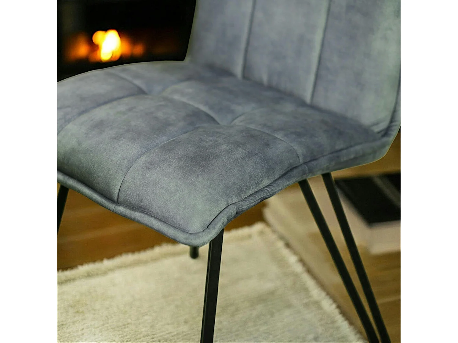 Chaise de salle à manger bleu pétrole avec pieds épingle (lot de 2) MALMOE