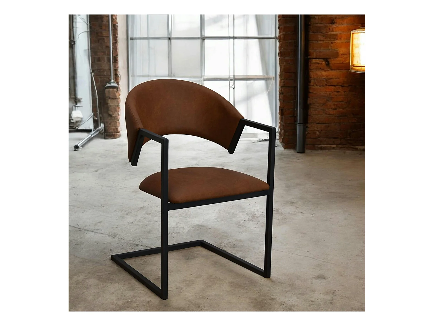 Chaise industrielle confort avec assise en microfibre chocolat