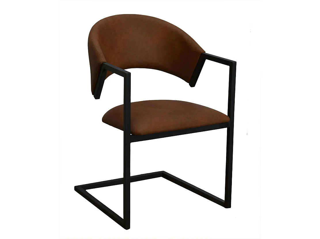 Chaise industrielle confort avec assise en microfibre chocolat