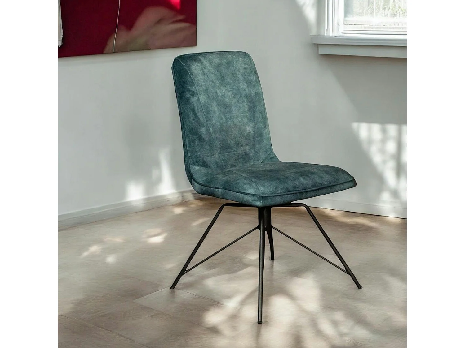 Chaise pivotante velours bleu pétrole (lot de 2) OKA