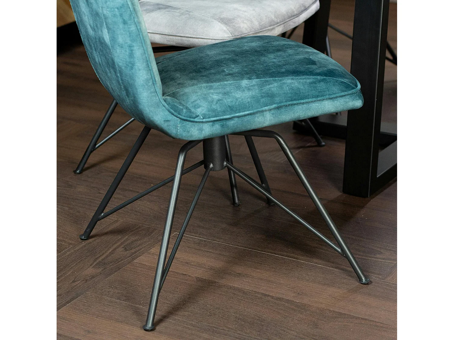 Chaise pivotante velours bleu pétrole (lot de 2) OKA