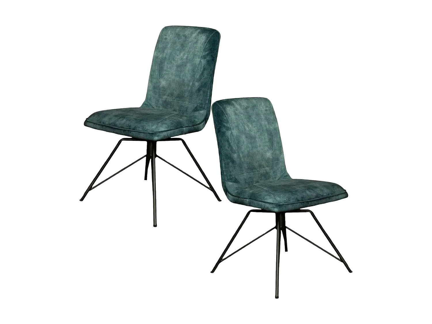 Chaise pivotante velours bleu pétrole (lot de 2) OKA